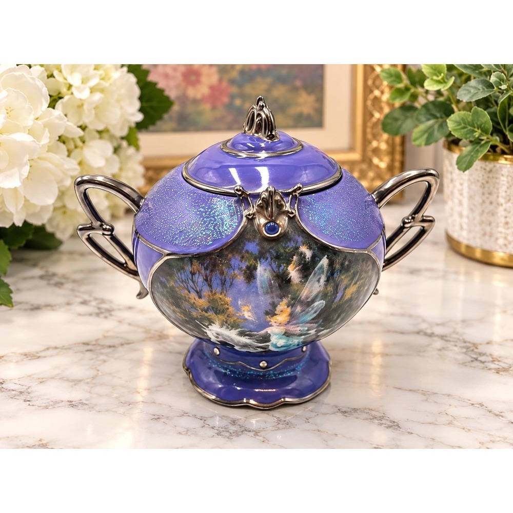 Thomas Kinkade Imaginé Fairy Unicorn Porcelain Music Box Painter of Light Y2K